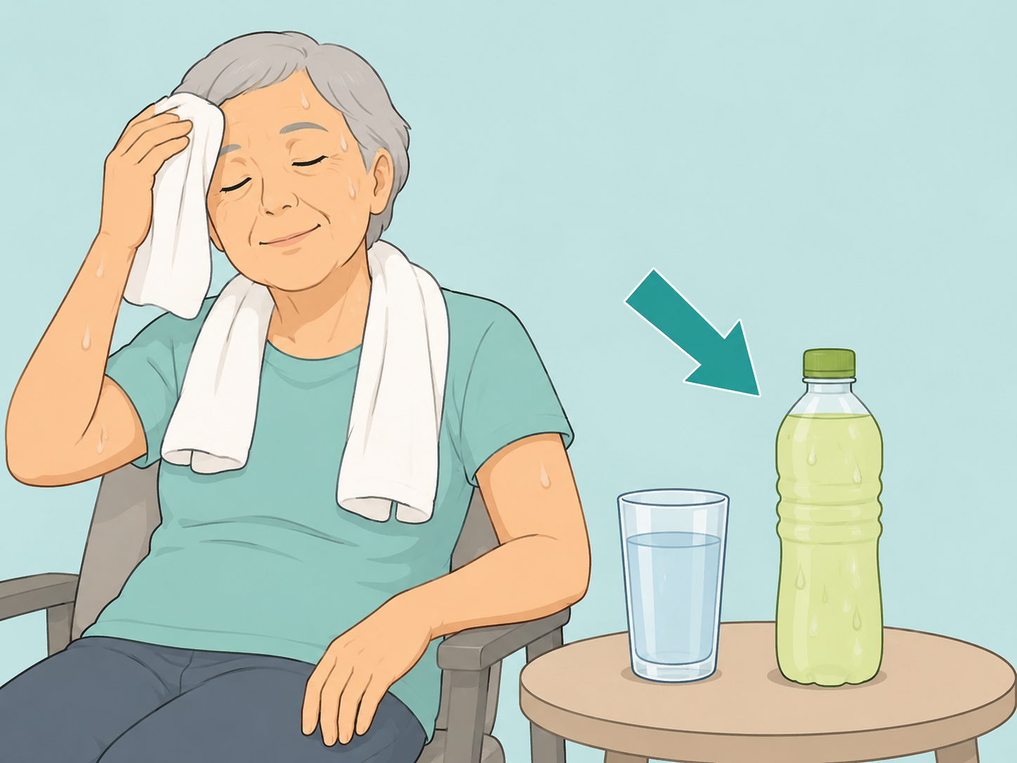 Older adult using electrolytes only during higher fluid loss.