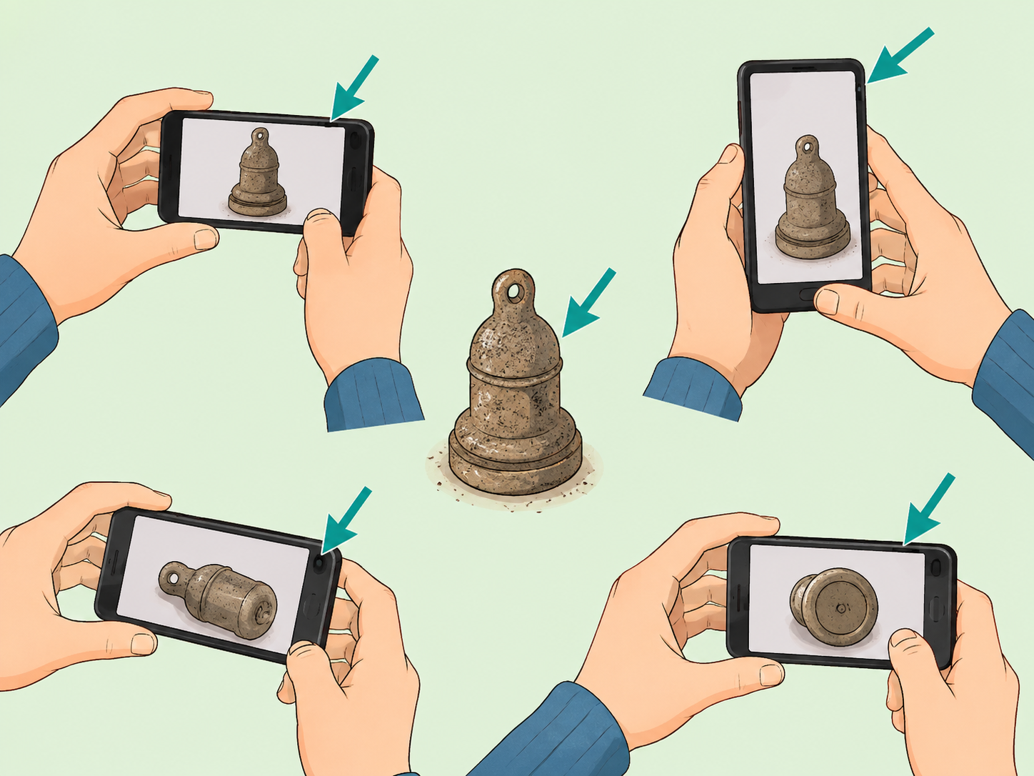 Photographing a mystery object before cleaning it.