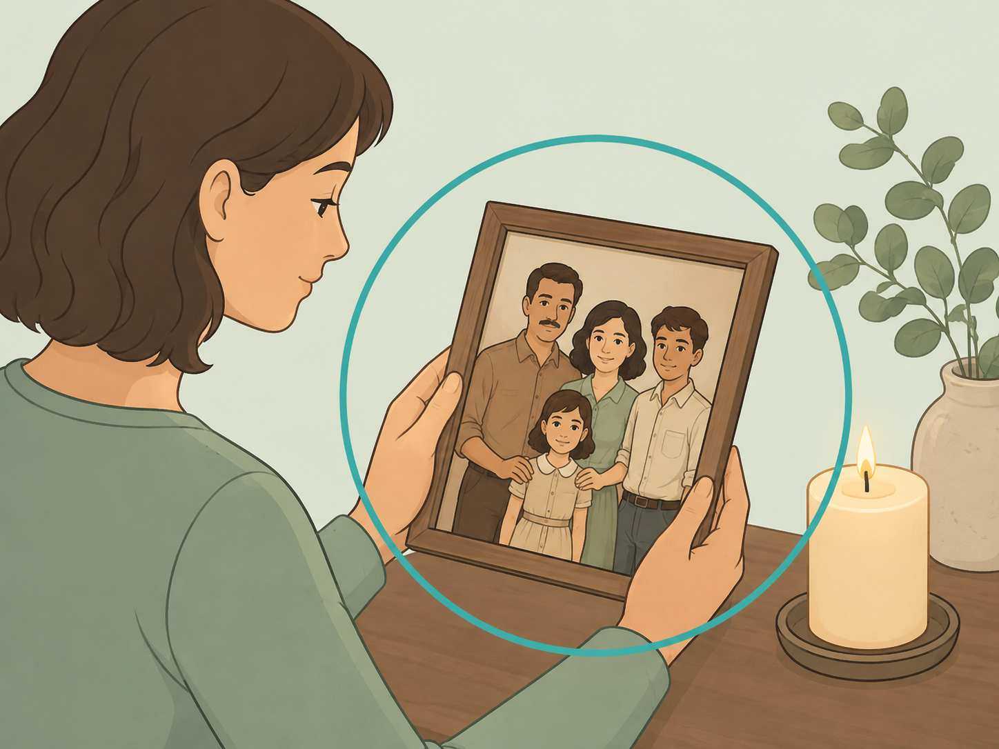 Person respectfully reviewing a family tragedy clue.
