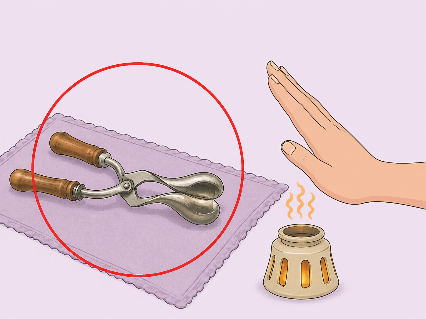 An antique hair curler kept on display instead of being heated for use.