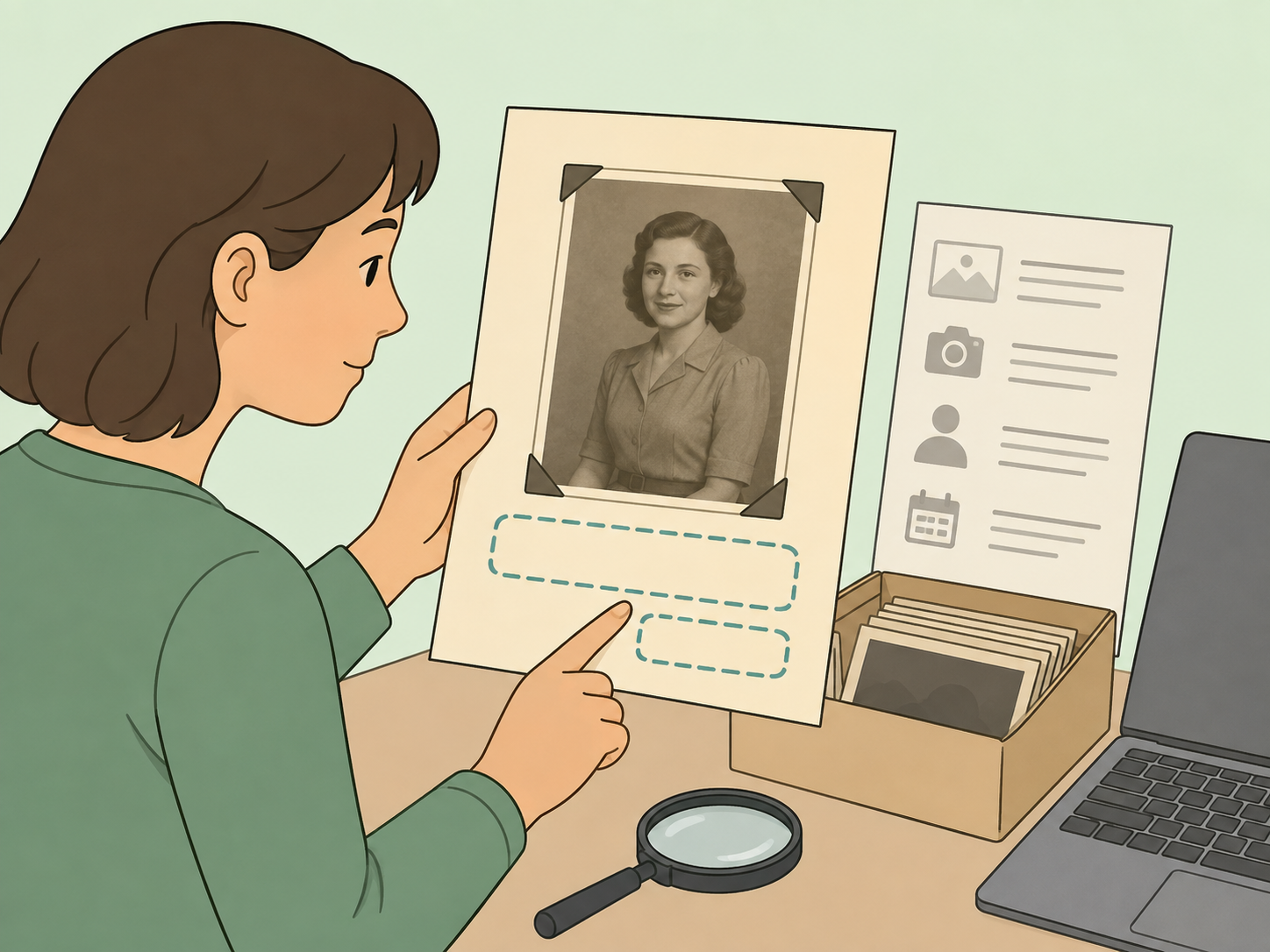 Checking the caption and source details around an old photo.