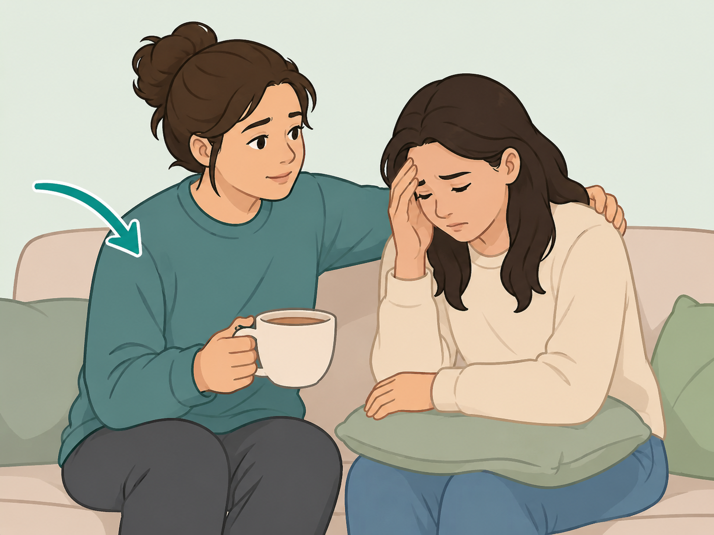 One partner showing support during an unromantic stressful moment.