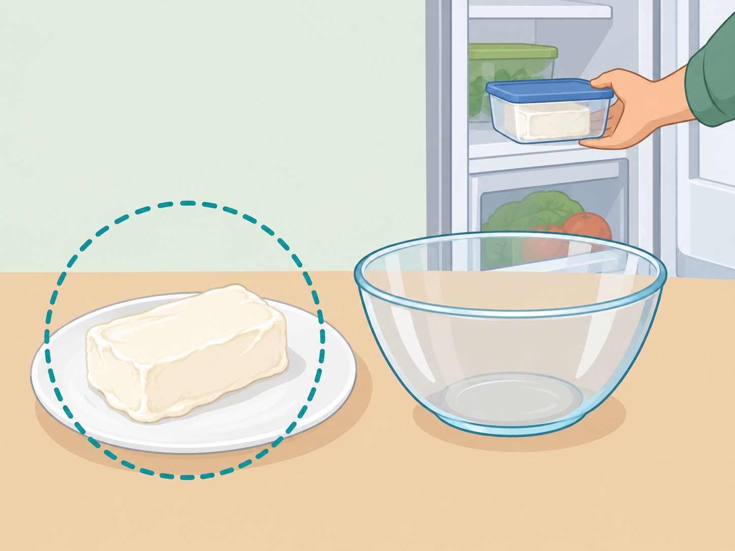 Cream cheese softened just enough for mixing.