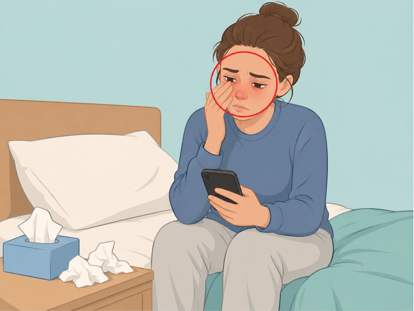 Person seeking advice after symptoms appear around damp or musty bedding.