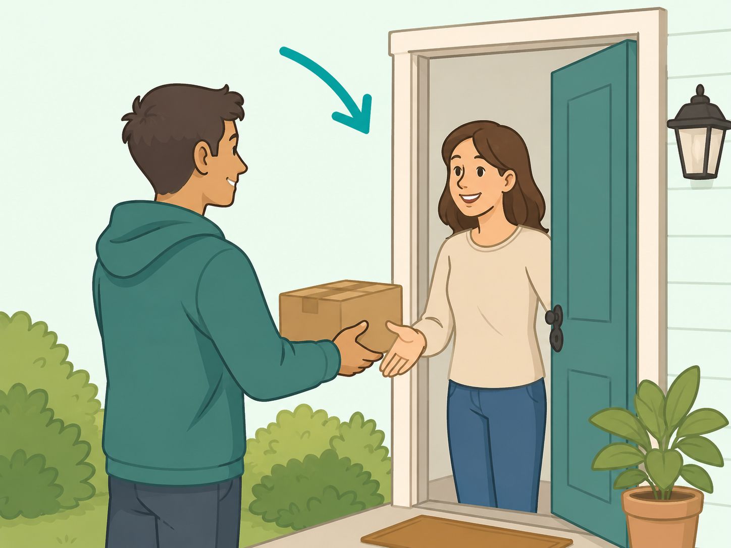 A person following through on a promised act of help.
