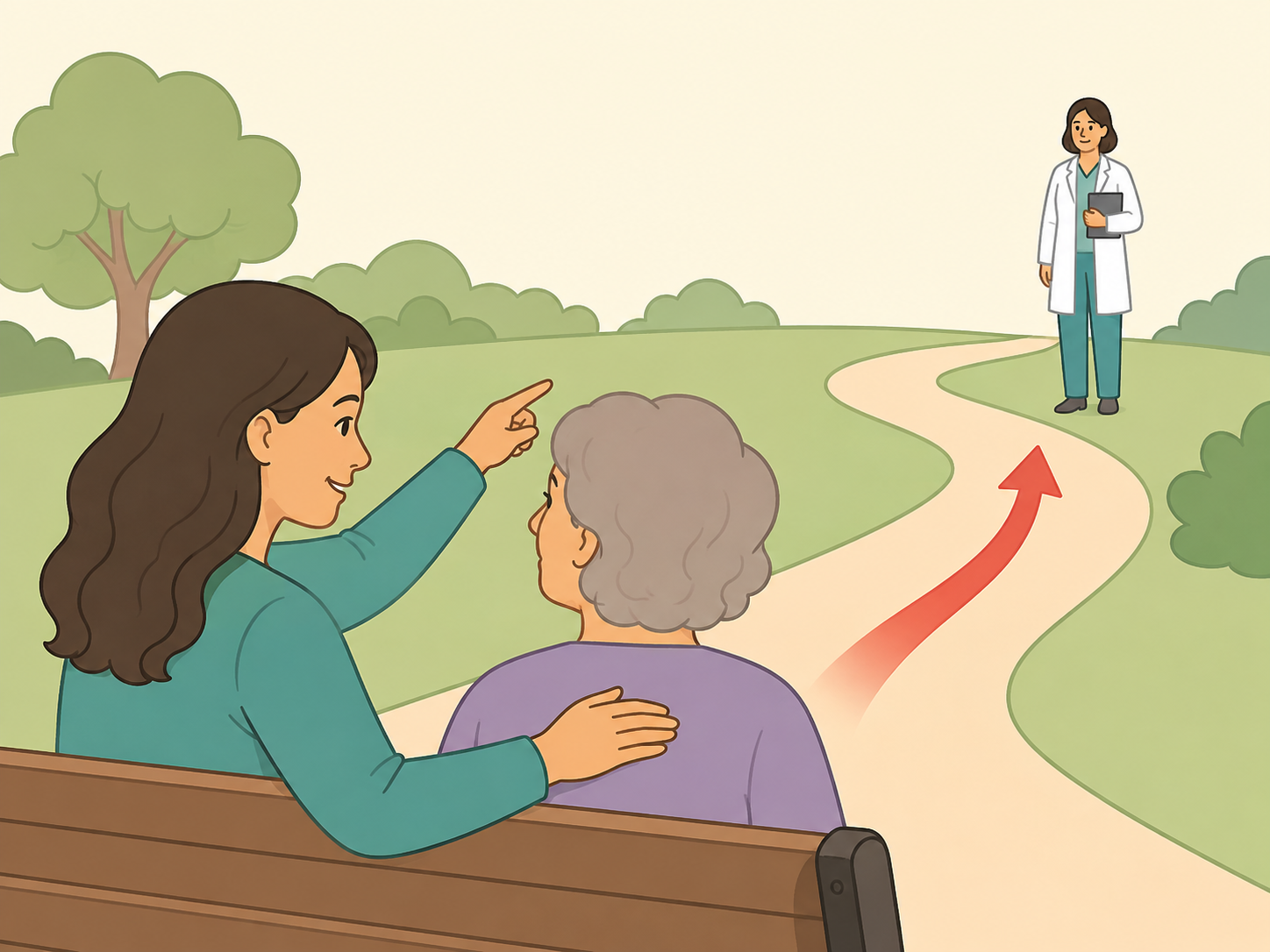 A person encouraging someone to seek professional support when kindness is not enough.
