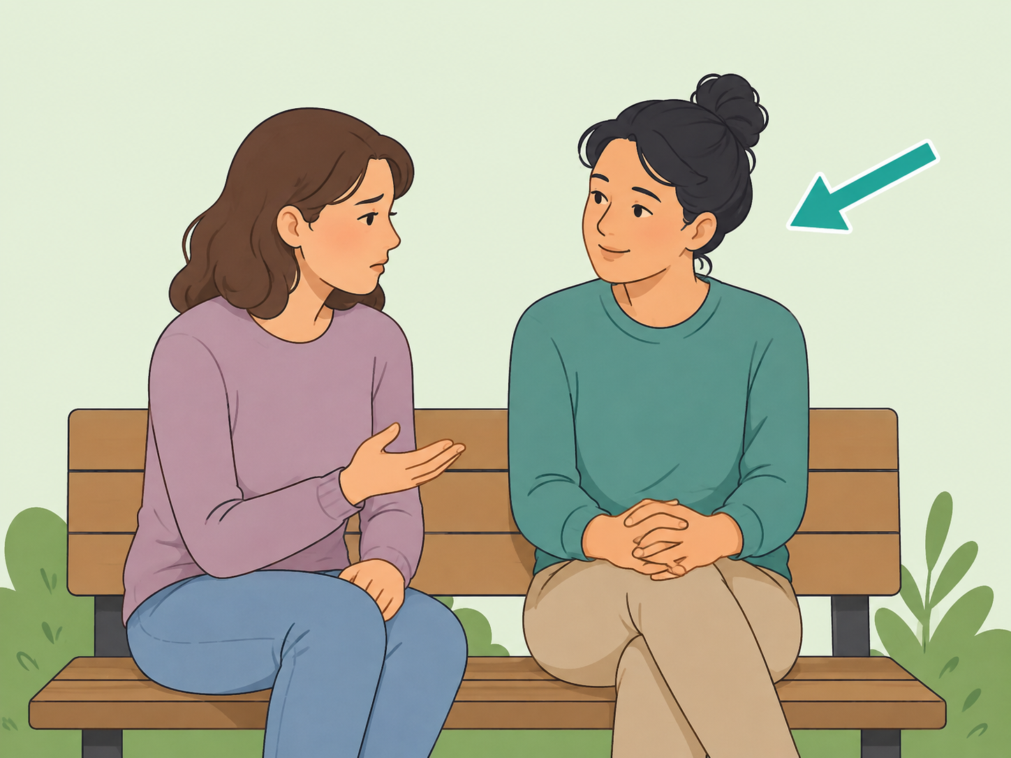 A grieving person talking with a trusted supporter.