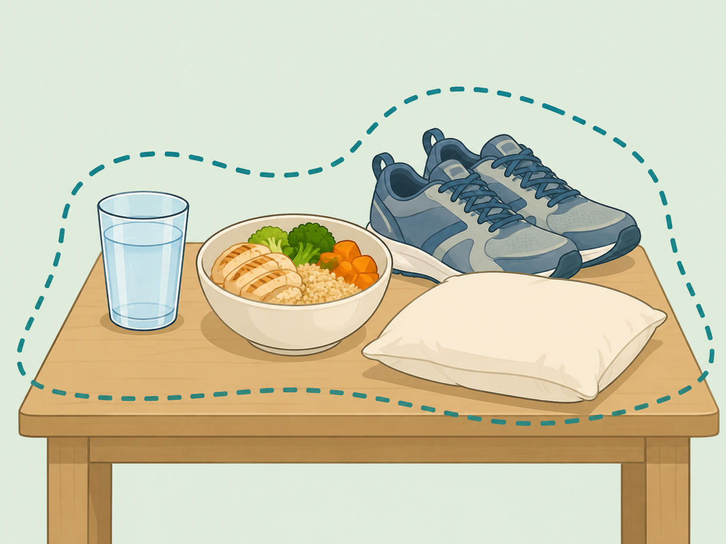 Basic self-care items for keeping a simple grief routine.