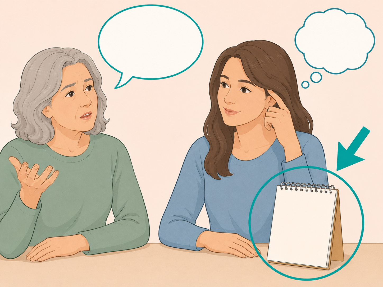 Family member noticing repeated short-term memory problems in an older adult.