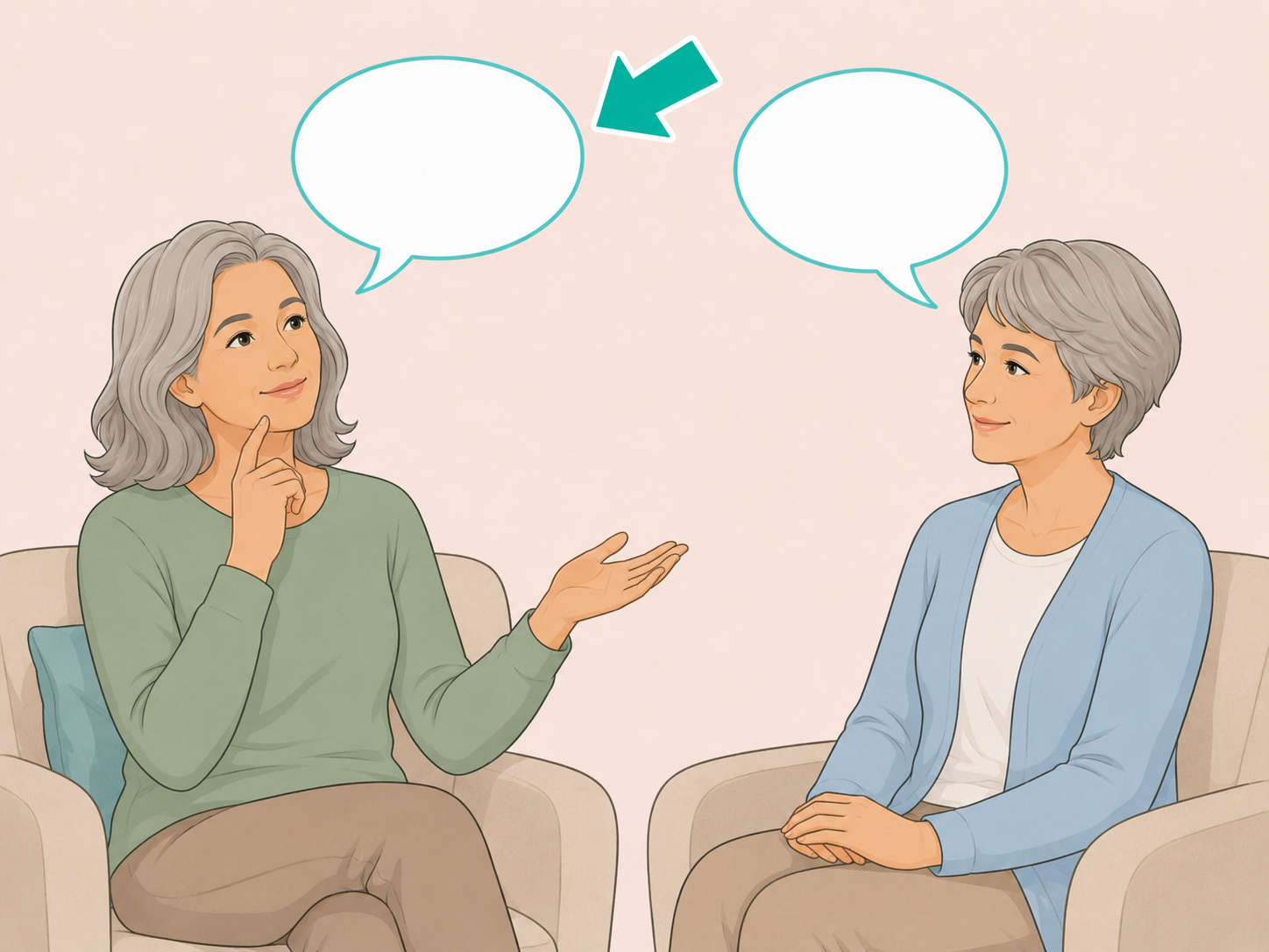 Older adult having difficulty finding words during a conversation.