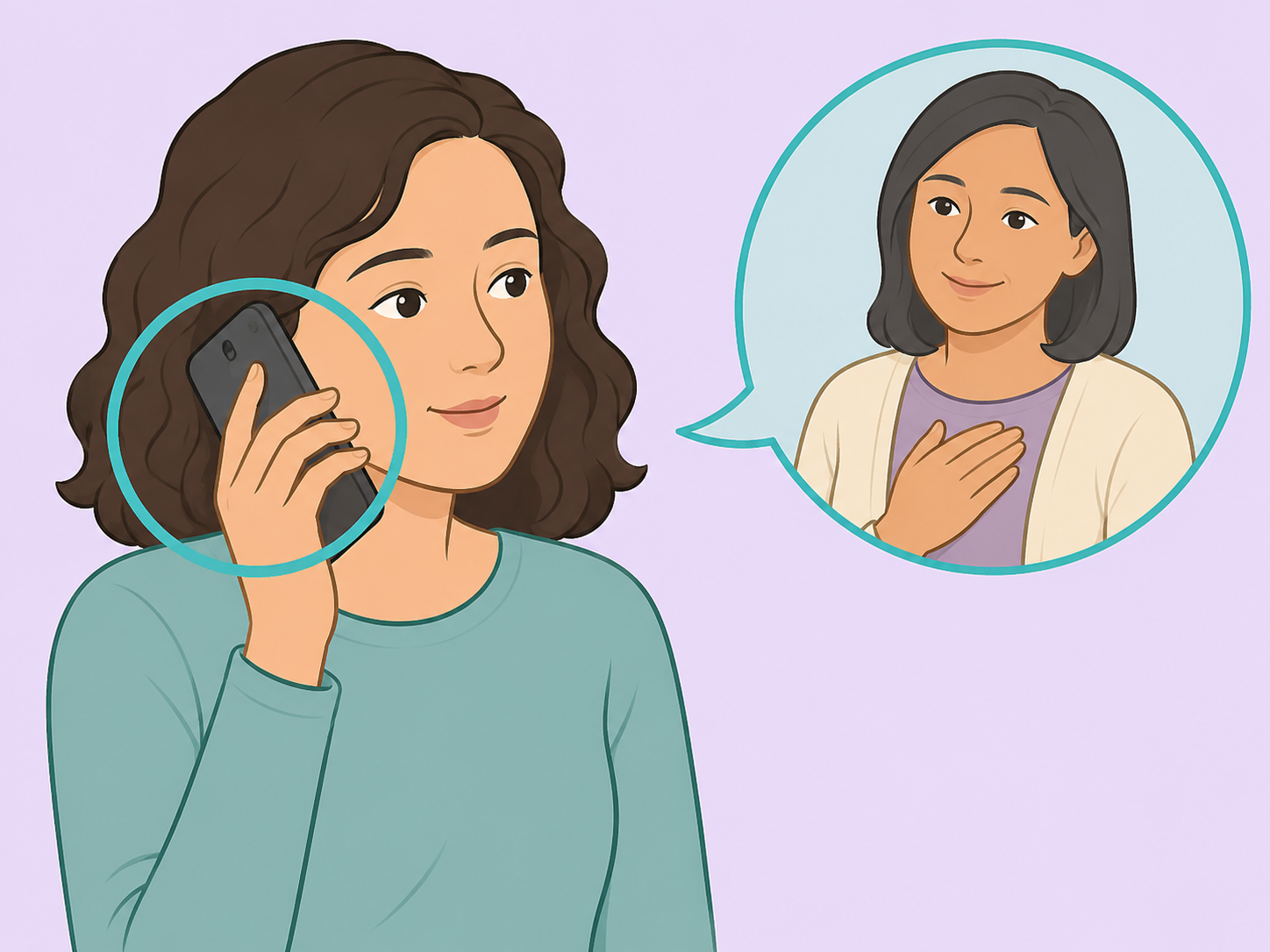 A person confidentially contacting a trusted helper for safety support.