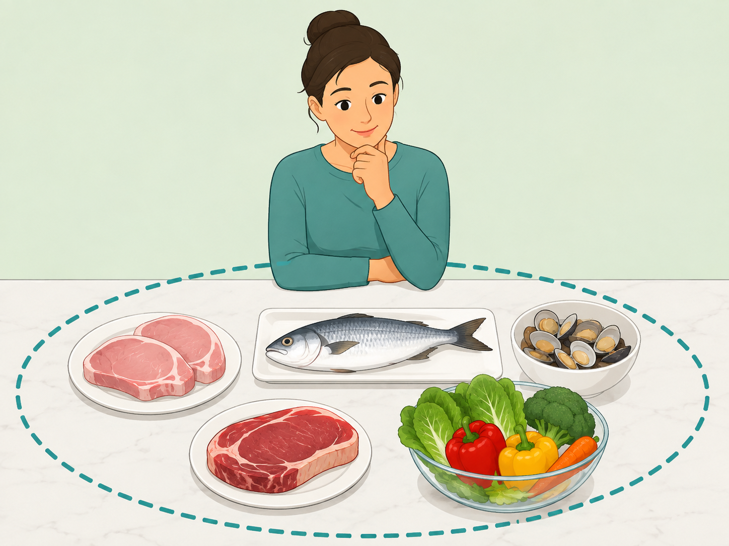 Person identifying five foods that need careful preparation.