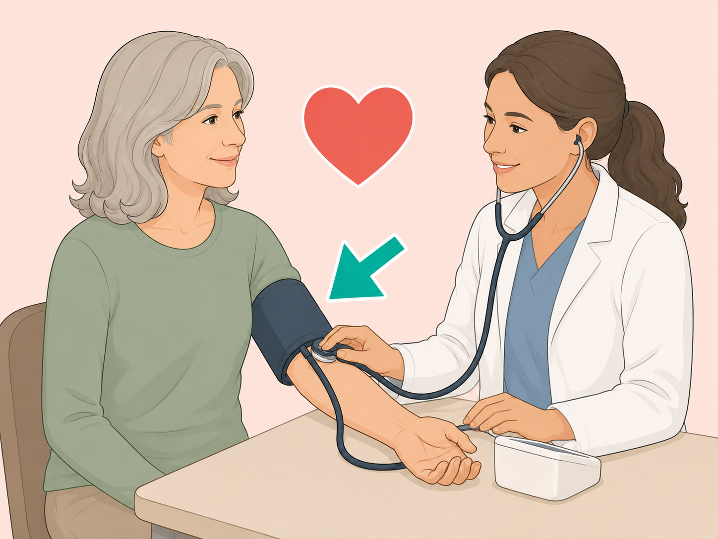 Clinician checking an older adult's cardiovascular risk.