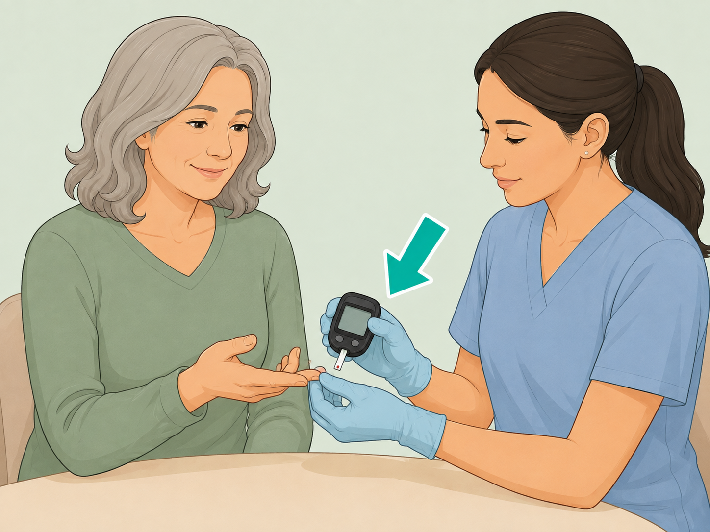 Older adult checking blood sugar and diabetes risk.
