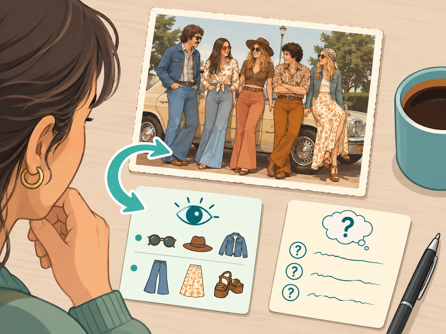 Visible details being separated from guesses while analyzing a photo.