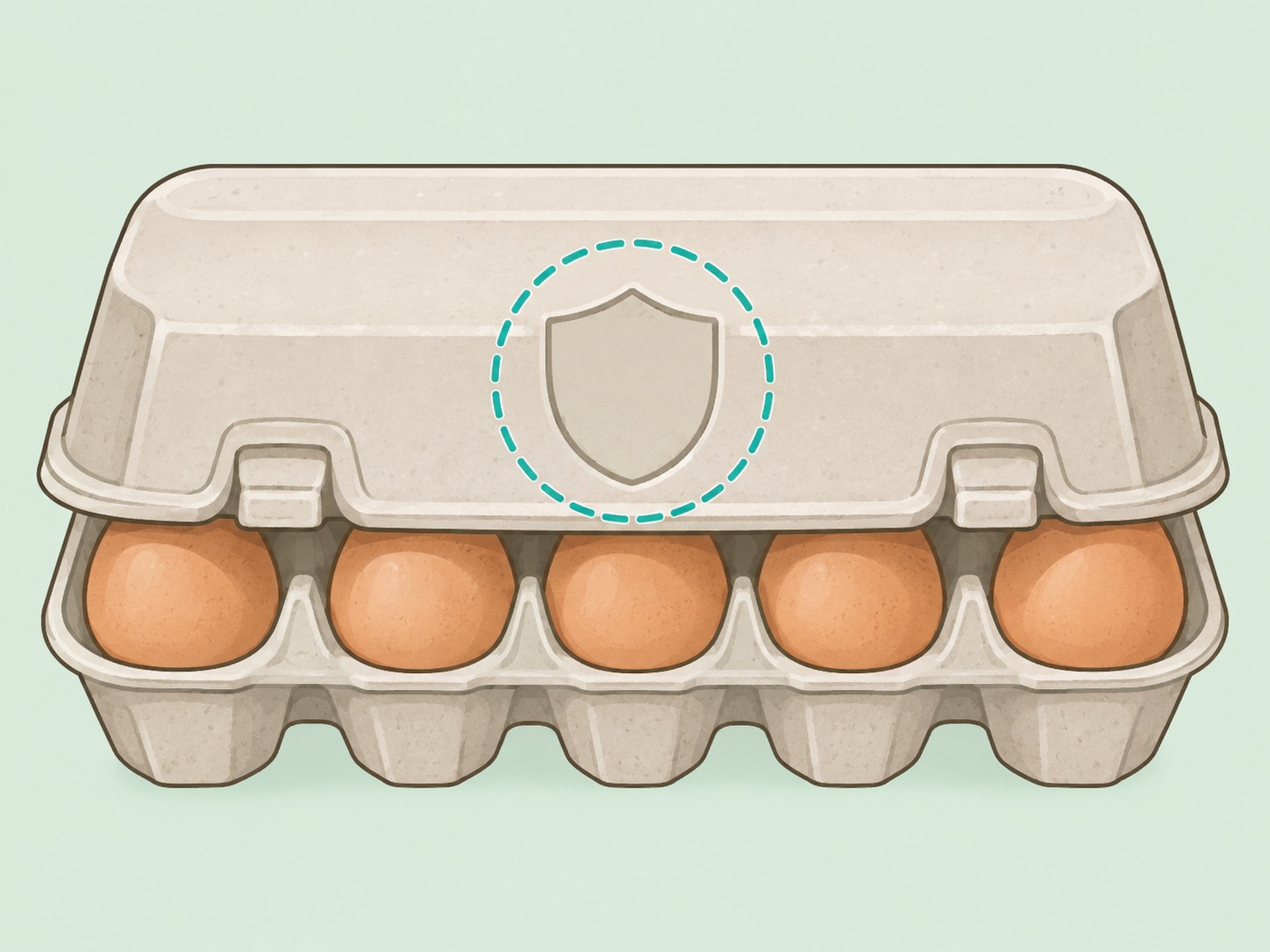USDA grade shield area highlighted on the front of an egg carton.