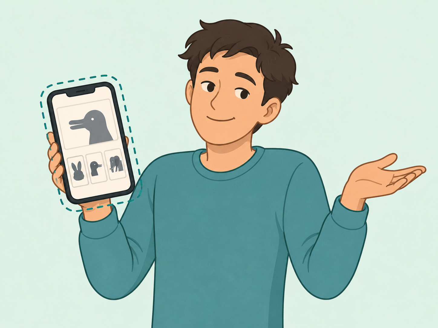 Person treating a phone personality quiz as light entertainment.