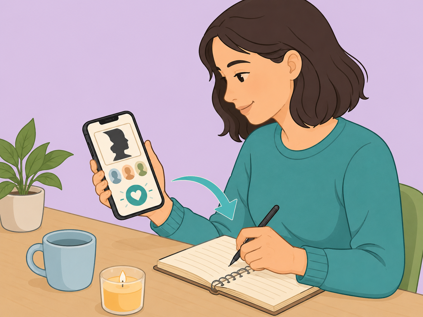 Person using a quiz result as a reflection prompt.