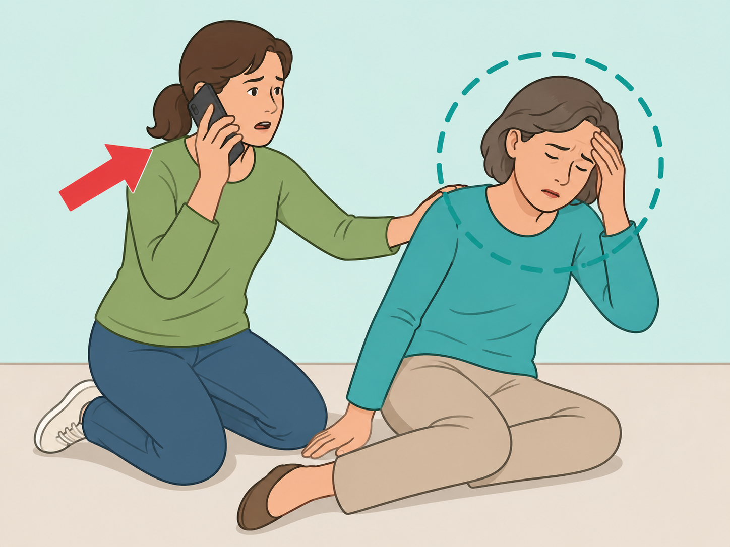 Person calling emergency services for possible stroke symptoms.