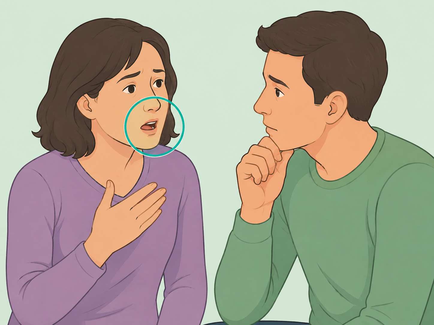 Person checking for slurred or unusual speech.