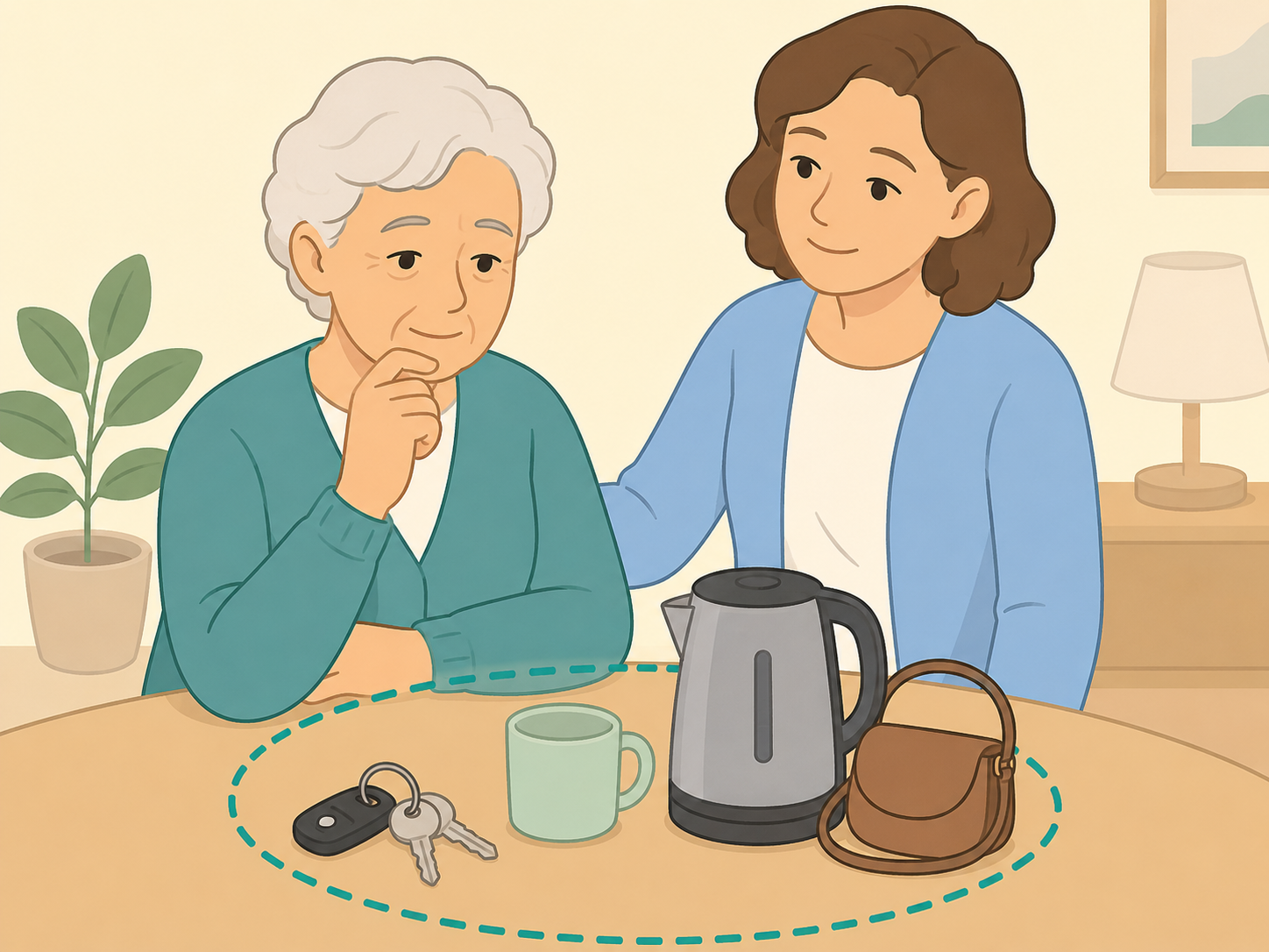 Caregiver noticing memory changes that affect everyday tasks.