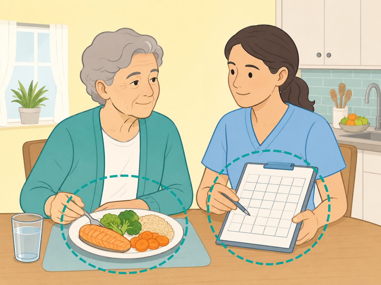 Caregiver noticing appetite and weight changes in an older adult.