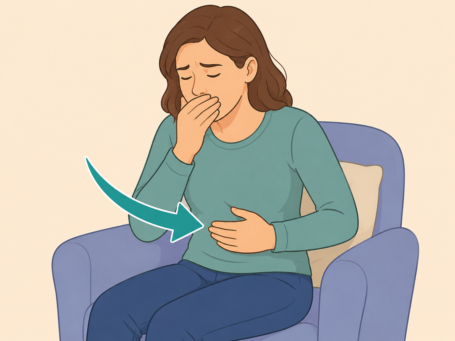 Person noticing nausea or indigestion-like discomfort.