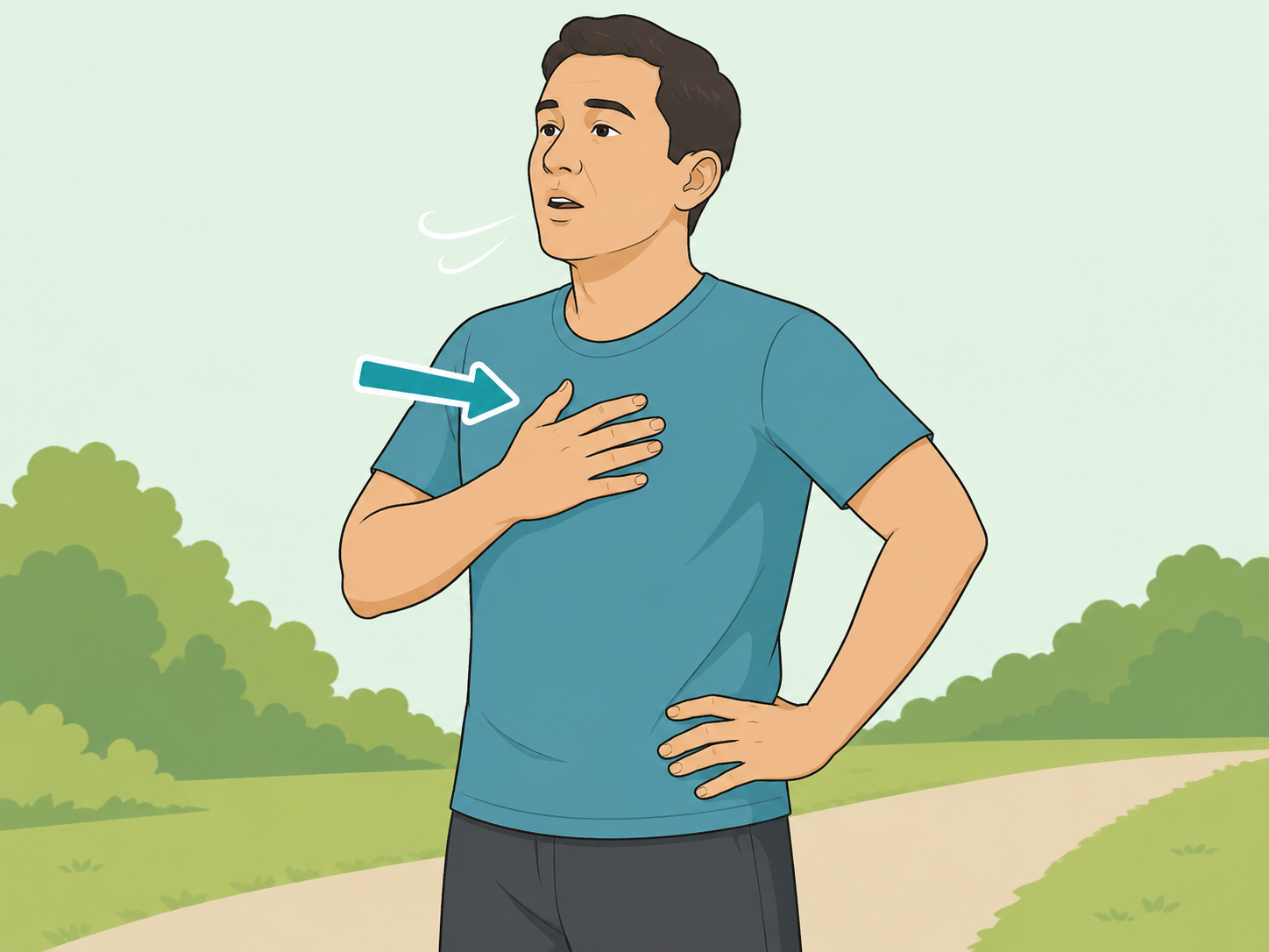 Person taking new shortness of breath seriously during normal activity.