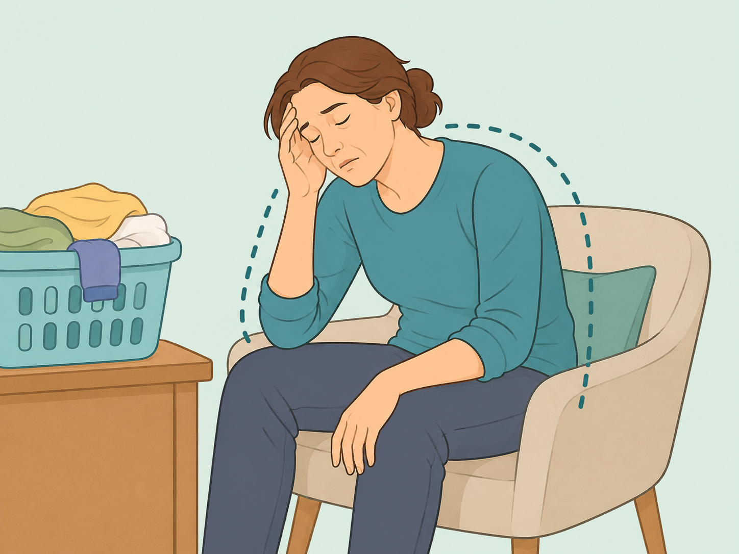 Person noticing unusual fatigue during a normal daily activity.