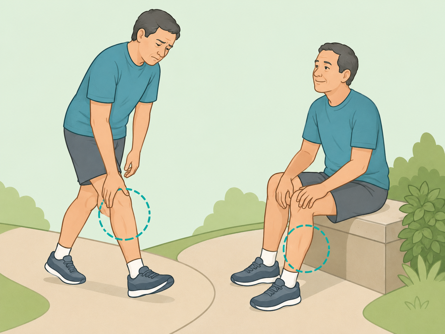Person paying attention to calf pain during walking that improves with rest.