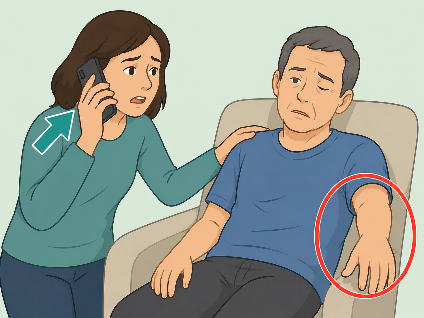Person calling emergency services for someone with possible stroke symptoms.