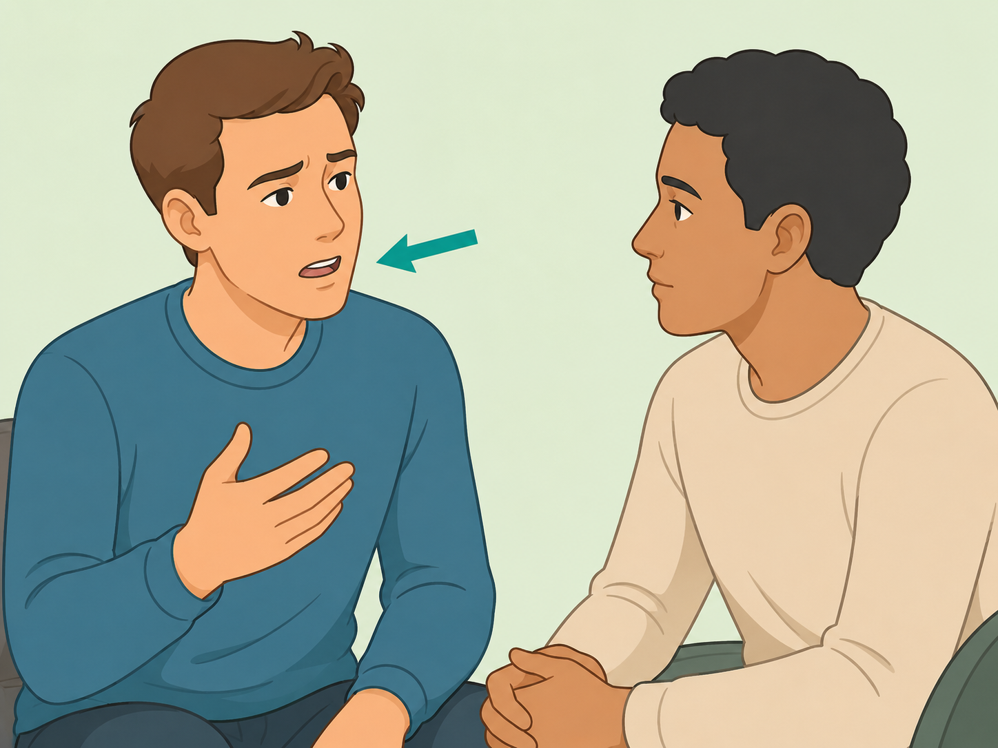 Person listening for slurred speech or trouble speaking.