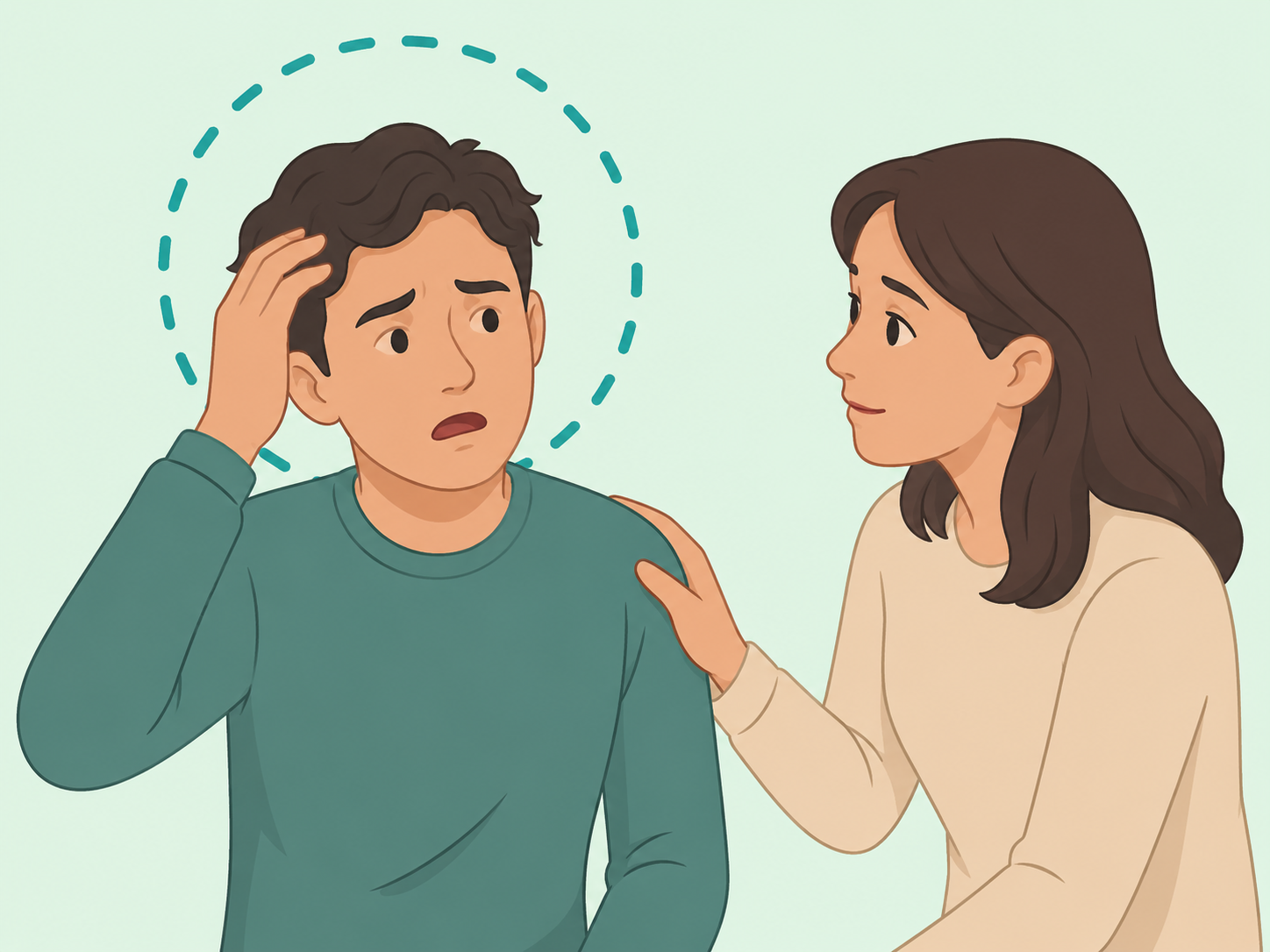 Person noticing sudden confusion or alertness changes.