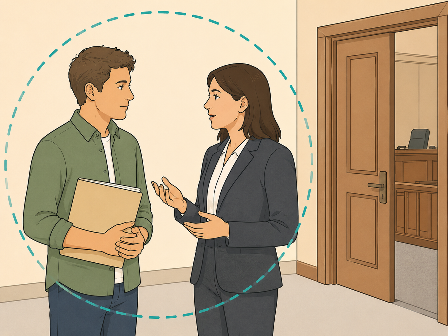 A person asking a lawyer for help after a courtroom mistake.