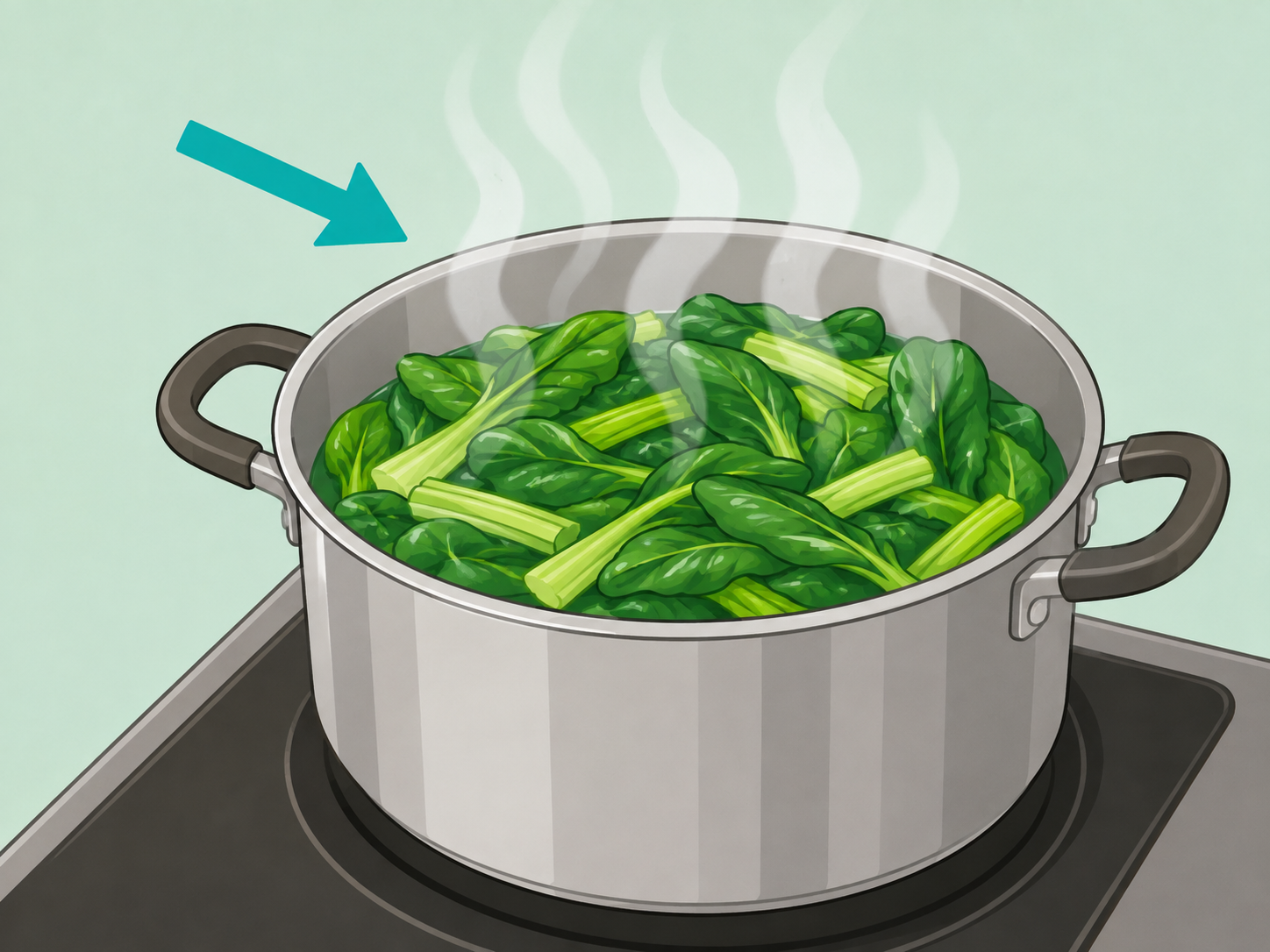 Higher-risk vegetables being cooked to reduce contamination risk.