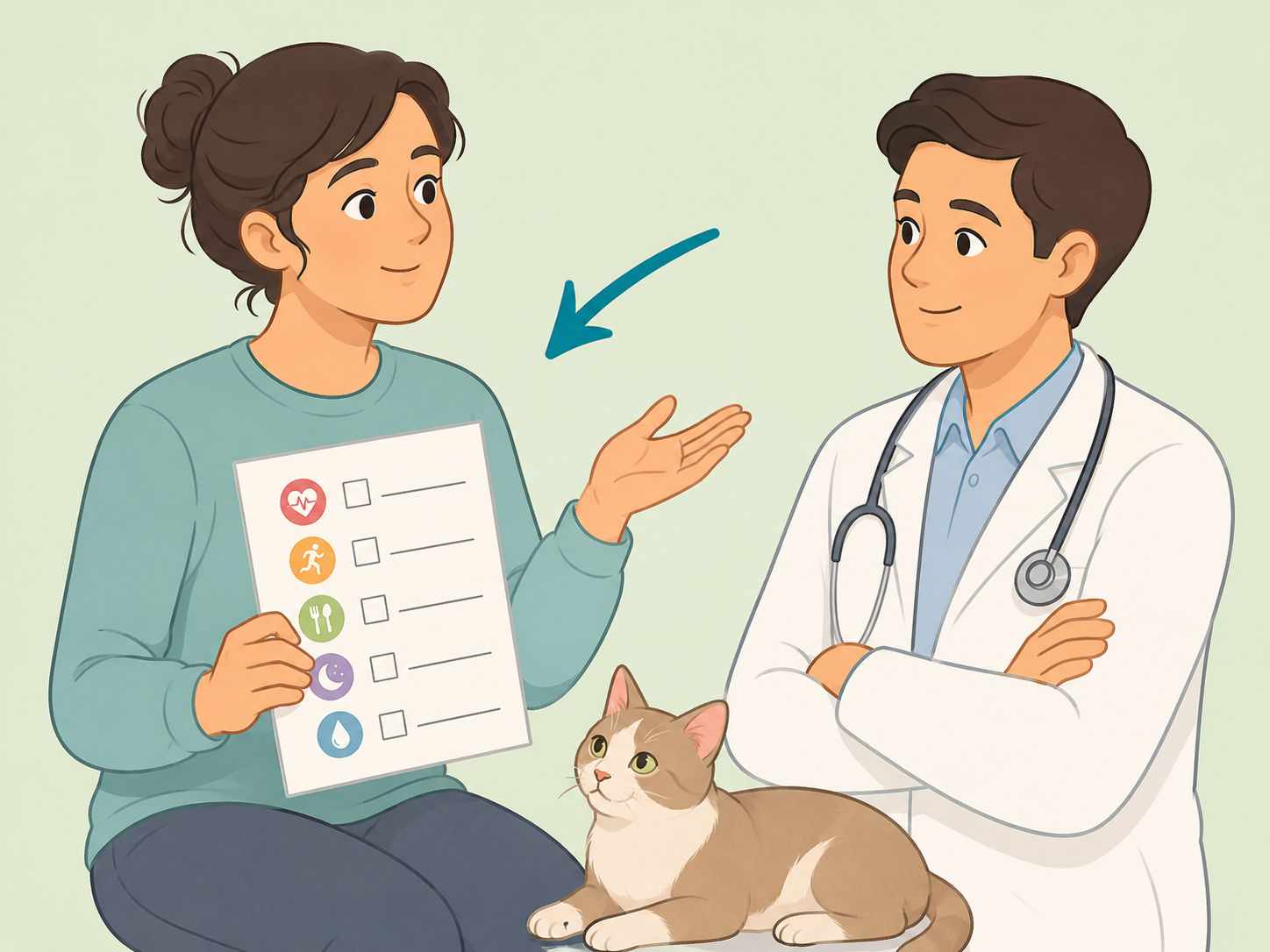 Person checking personal health risk before sleeping with a cat.