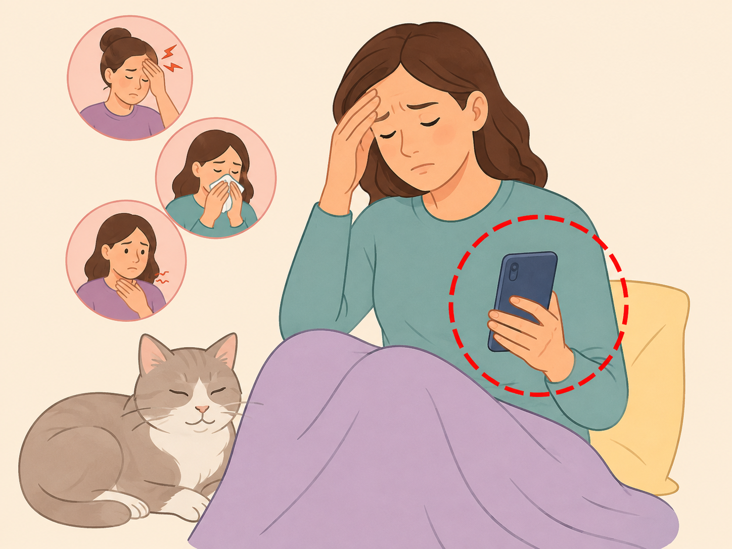 Person watching for symptoms and preparing to contact a healthcare professional.
