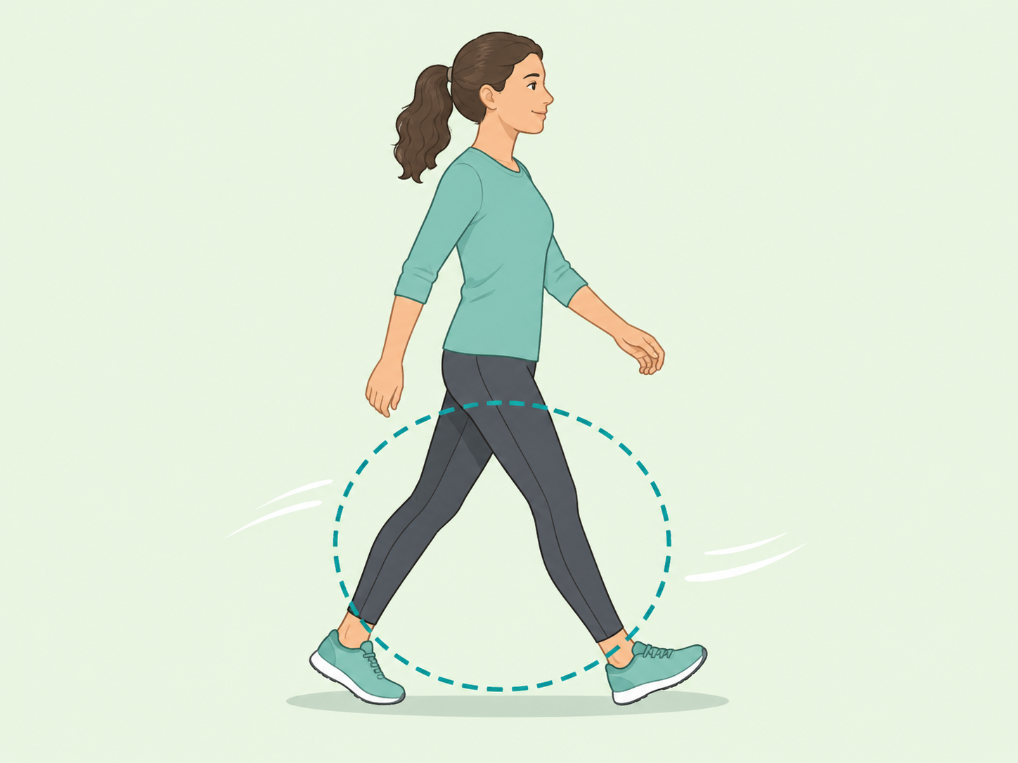 Person taking a daily walk to support bowel movement regularity.