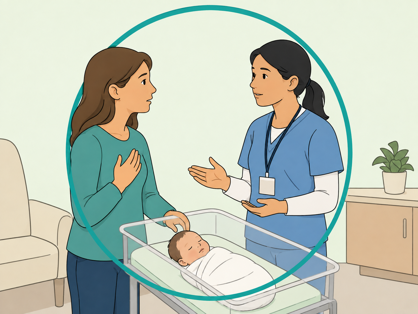 Parent asking a professional about safe surrender options for a newborn.
