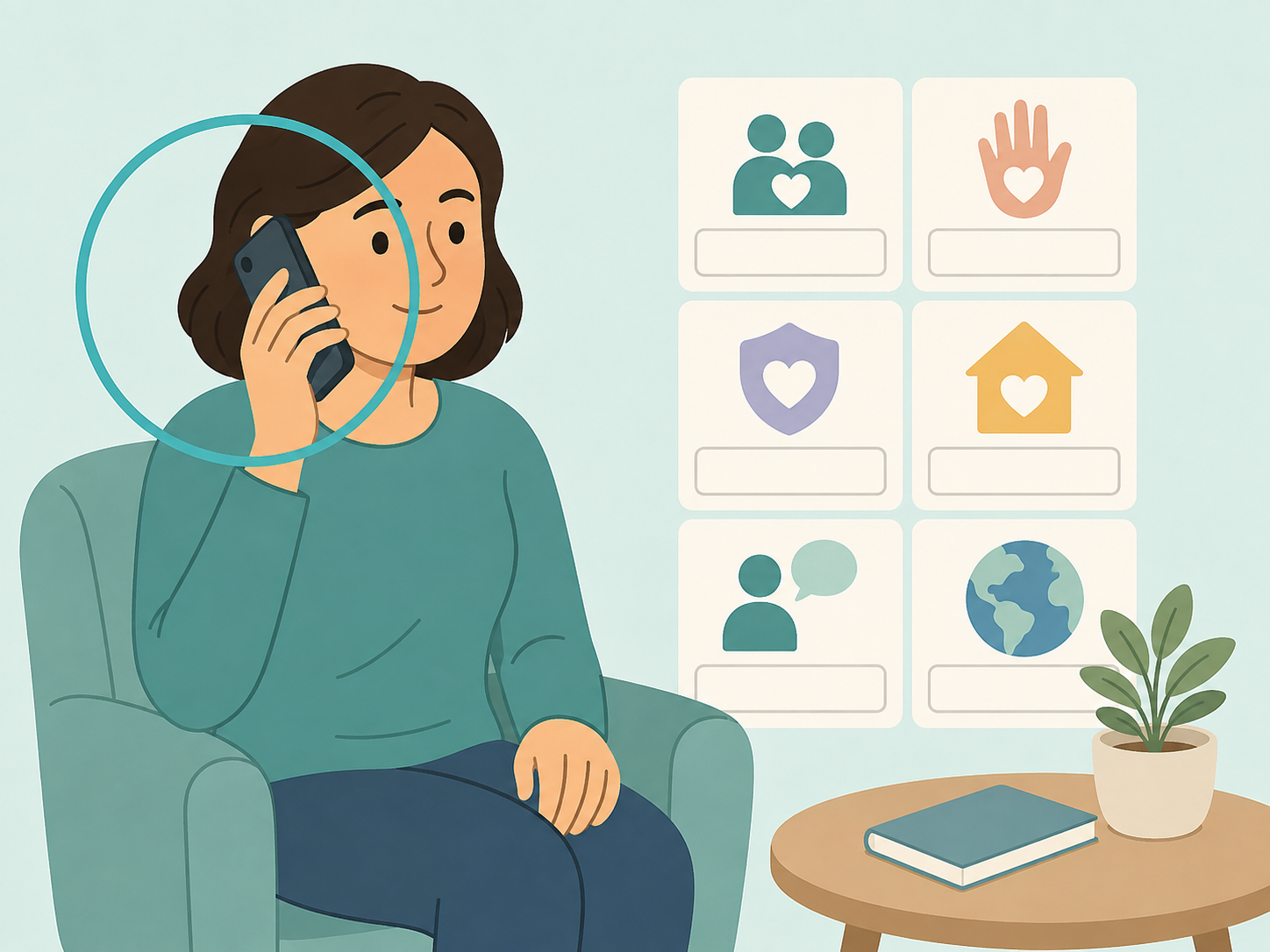 Person contacting support services before confronting anyone.