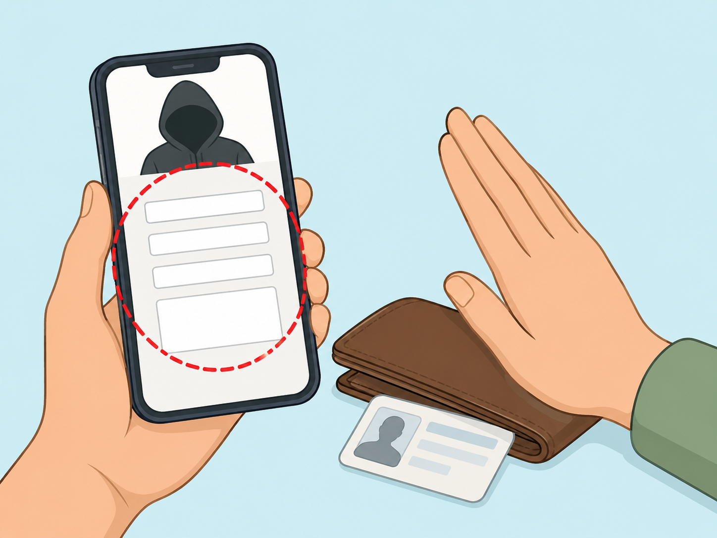 A person protecting personal information from a suspicious online form.