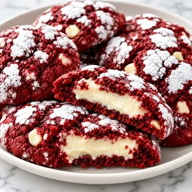 Red velvet stuffed cookies with creamy cheesecake centers