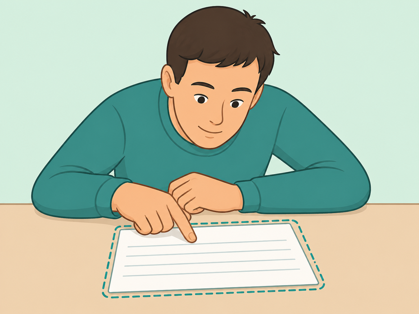 Person reading a riddle carefully before trying to answer.