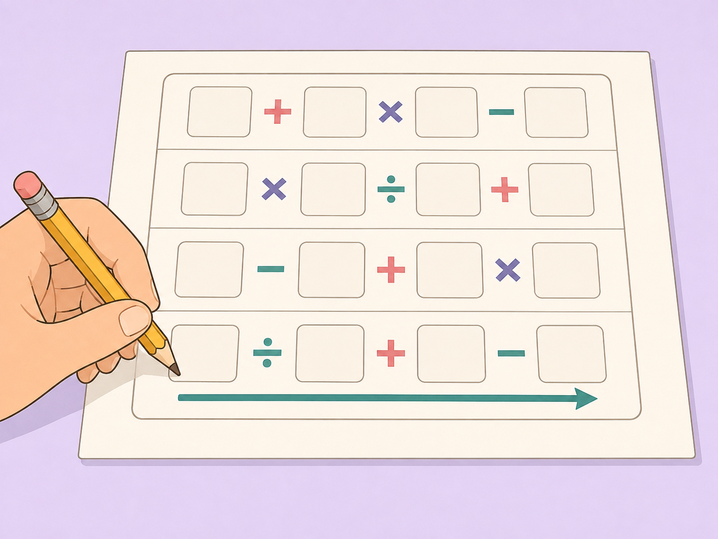 Pencil works addition and subtraction from left to right.