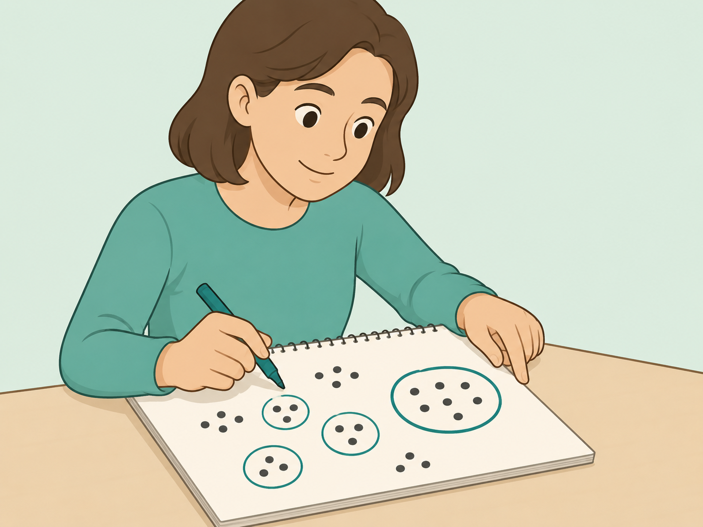 Person using friendly number groups for mental math.