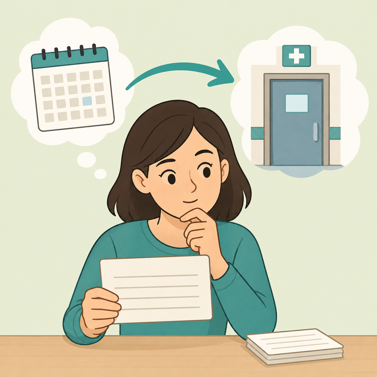 Illustration of a person solving the woman born in 1975 riddle by shifting from a calendar clue to a room clue.