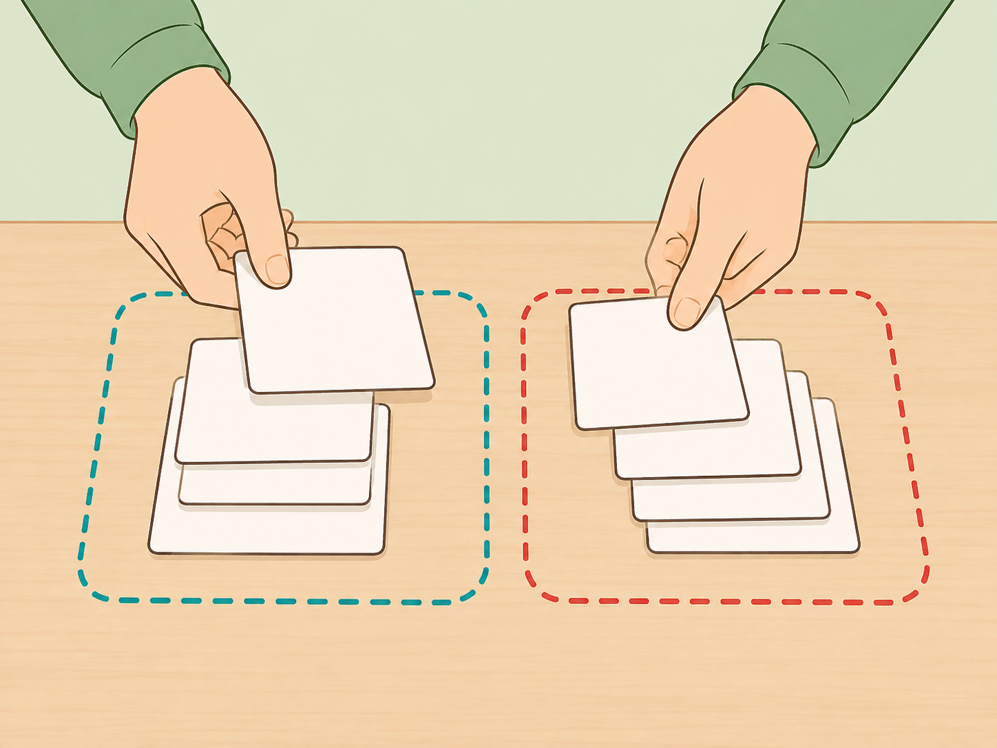 Hands separating riddle facts from assumptions.