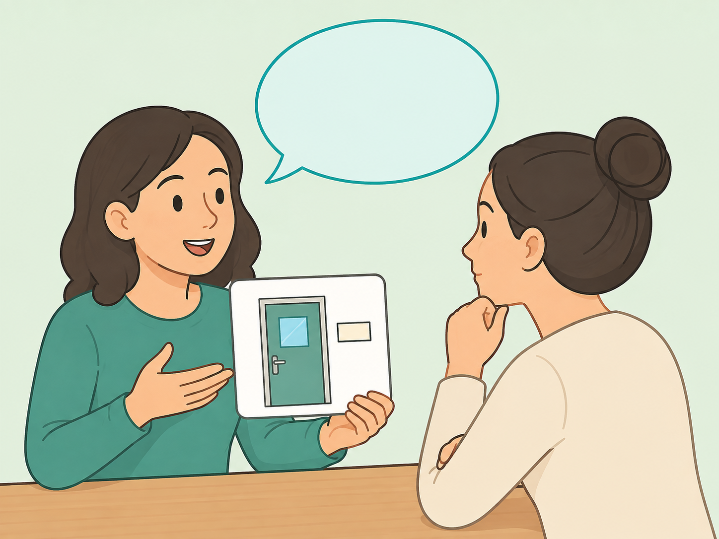 A person explaining the riddle answer clearly to someone else.