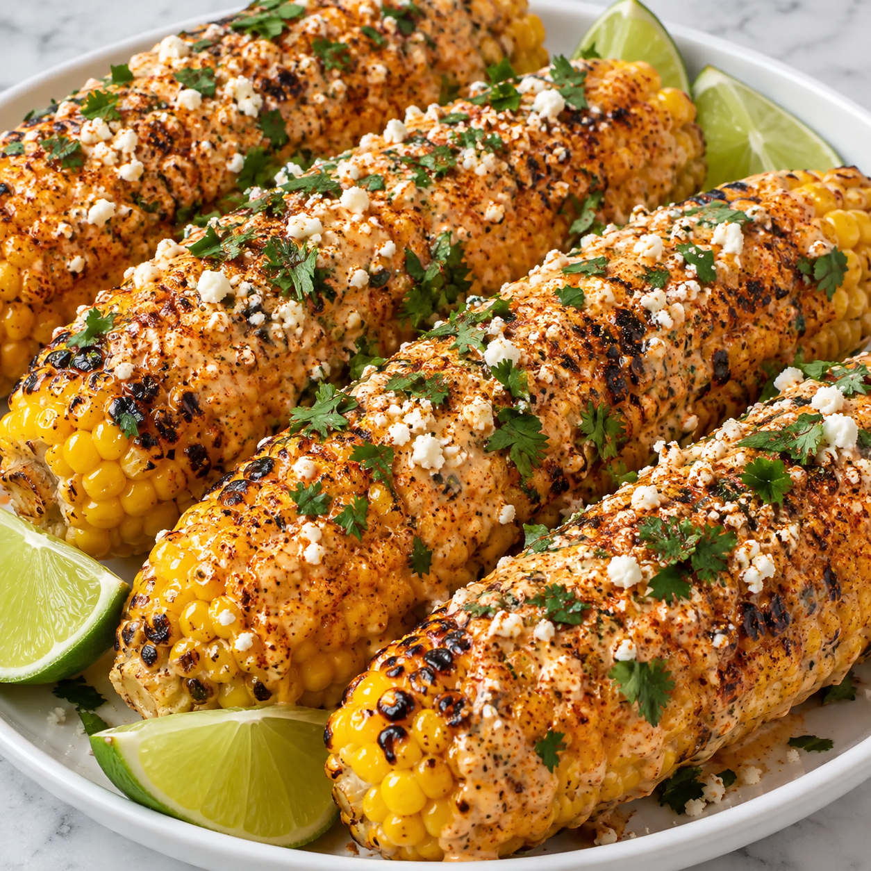 Spicy creamy Cajun corn with cotija, cilantro, and lime