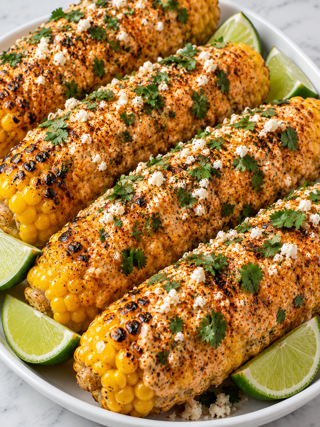 Creamy Cajun corn on the cob with cotija, cilantro, and lime